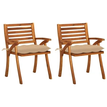 Sillas de comedor jardín con cojines 2 uds madera maciza acacia de , Sillas de jardín - Ref: Foro24-3060834, Precio: 206,91 €...