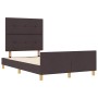Estructura de cama con cabecera Marrón oscuro 120 x 200 cm tela