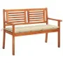2-Sitzer-Gartenbank aus massivem Eukalyptusholz und Kissen 120 cm von , Gartenbänke - Ref: Foro24-3060986, Preis: 186,07 €, R...