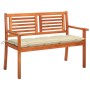 Banco de jardín 2 plazas madera maciza eucalipto y cojín 120 cm de , Bancos de jardín - Ref: Foro24-3060986, Precio: 188,77 €
