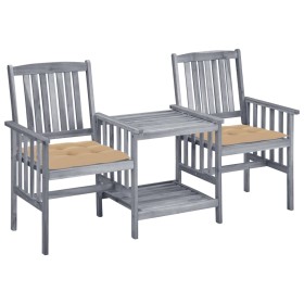 Garden chairs with table and solid acacia wood cushions by , Garden sets - Ref: Foro24-3061320, Price: 163,65 €, Discount: %