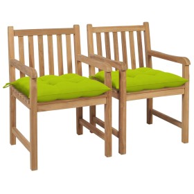 Garden chairs 2 pcs teak wood and bright green cushions by , Garden chairs - Ref: Foro24-3062756, Price: 314,58 €, Discount: %