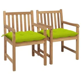 Gartenstühle 2 Stück Teakholz und hellgrüne Kissen von , Gartenstühle - Ref: Foro24-3062756, Preis: 301,53 €, Rabatt: %