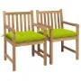 Sillas de jardín 2 uds madera de teca y cojines verde brillante de , Sillas de jardín - Ref: Foro24-3062756, Precio: 301,04 €...