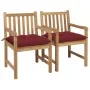 Garden chairs 2 pcs teak wood with red cushions by , Garden chairs - Ref: Foro24-3062754, Price: 314,37 €, Discount: %
