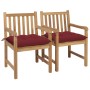 Gartenstühle 2 Stück Teakholz mit roten Kissen von , Gartenstühle - Ref: Foro24-3062754, Preis: 314,58 €, Rabatt: %