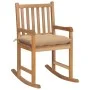 Schaukelstuhl aus massivem Teakholz mit beigem Kissen von , Gartenstühle - Ref: Foro24-3062775, Preis: 160,63 €, Rabatt: %