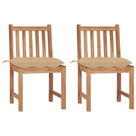 Garden chairs 2 units solid teak wood with cushions by , Garden chairs - Ref: Foro24-3062934, Price: 239,39 €, Discount: %