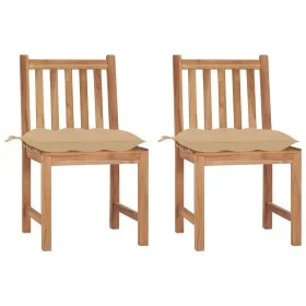 Garden chairs 2 units solid teak wood with cushions by , Garden chairs - Ref: Foro24-3062934, Price: 231,21 €, Discount: %