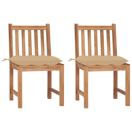Garden chairs 2 units solid teak wood with cushions by , Garden chairs - Ref: Foro24-3062934, Price: 239,39 €, Discount: %
