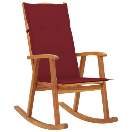 Silla mecedora con cojines madera maciza de acacia