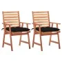 Sillas comedor de jardín 2 uds madera maciza acacia y cojines de , Sillas de jardín - Ref: Foro24-3064342, Precio: 162,60 €, ...
