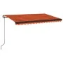 Manual retractable awning with LED light 400x350 cm orange and brown by , Awnings - Ref: Foro24-3069185, Price: 440,67 €, Dis...