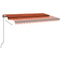 Manual retractable awning with LED light 400x350 cm orange and brown by , Awnings - Ref: Foro24-3069185, Price: 411,58 €, Dis...