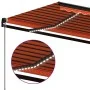 Manual retractable awning with LED light 400x350 cm orange and brown by , Awnings - Ref: Foro24-3069185, Price: 440,67 €, Dis...