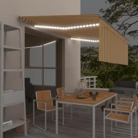 Manuell ausfahrbare Markise mit Rollo und gelb-weißer LED 4x3 m von , Markisen - Ref: Foro24-3069423, Preis: 381,98 €, Rabatt: %