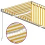 Manual retractable awning with blind and yellow white LED 4x3 m by , Awnings - Ref: Foro24-3069423, Price: 381,98 €, Discount: %
