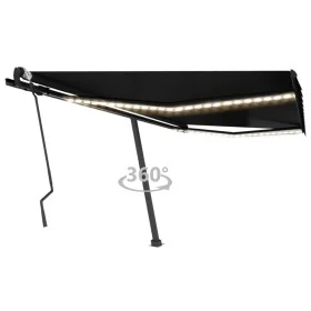 Manual retractable awning with LED anthracite gray 400x300 cm by , Awnings - Ref: Foro24-3069744, Price: 464,45 €, Discount: %