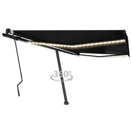 Manual retractable awning with LED anthracite gray 400x300 cm by , Awnings - Ref: Foro24-3069744, Price: 464,45 €, Discount: %