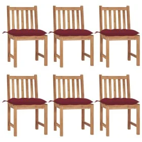 Garden chairs 6 units solid teak wood with cushions by , Garden chairs - Ref: Foro24-3073139, Price: 690,83 €, Discount: %