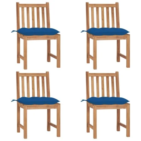 Sillas de jardín 4 unidades madera maciza de teca con cojines de , Sillas de jardín - Ref: Foro24-3073113, Precio: 454,50 €, ...
