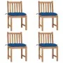 Sillas de jardín 4 unidades madera maciza de teca con cojines de , Sillas de jardín - Ref: Foro24-3073113, Precio: 454,50 €, ...