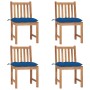 Sillas de jardín 4 unidades madera maciza de teca con cojines de , Sillas de jardín - Ref: Foro24-3073113, Precio: 465,49 €, ...