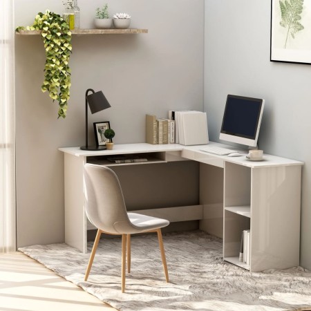 L-förmiger Schreibtisch Sperrholz weiß glänzend 120x140x75 cm von vidaXL, Schreibtische - Ref: Foro24-800753, Preis: 133,79 €...