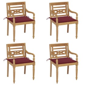 Batavia chairs 4 units solid teak wood with cushions by , Garden chairs - Ref: Foro24-3073304, Price: 496,31 €, Discount: %