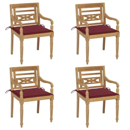 Batavia Stühle 4 Einheiten aus massivem Teakholz mit Kissen von , Gartenstühle - Ref: Foro24-3073304, Preis: 496,31 €, Rabatt: %