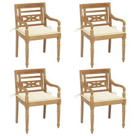 Batavia chairs 4 units solid teak wood with cushions by , Garden chairs - Ref: Foro24-3073297, Price: 496,61 €, Discount: %