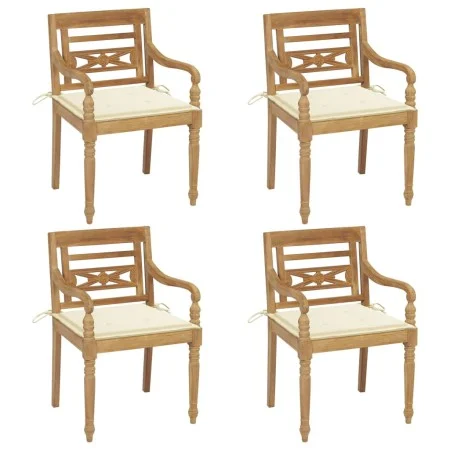 Batavia Stühle 4 Einheiten aus massivem Teakholz mit Kissen von , Gartenstühle - Ref: Foro24-3073297, Preis: 496,61 €, Rabatt: %