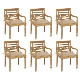 Batavia chairs 6 units solid teak wood with cushions by , Garden chairs - Ref: Foro24-3073325, Price: 753,19 €, Discount: %