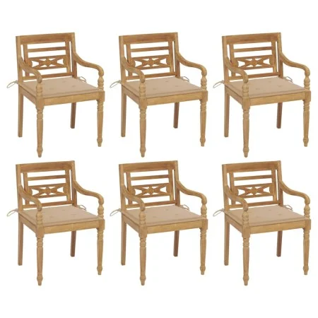 Batavia chairs 6 units solid teak wood with cushions by , Garden chairs - Ref: Foro24-3073325, Price: 766,75 €, Discount: %