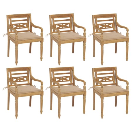 Batavia Stühle 6 Einheiten aus massivem Teakholz mit Kissen von , Gartenstühle - Ref: Foro24-3073325, Preis: 766,75 €, Rabatt: %