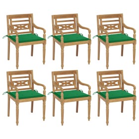 Sillas Batavia 6 unidades madera maciza de teca con cojines de , Sillas de jardín - Ref: Foro24-3073327, Precio: 742,03 €, De...