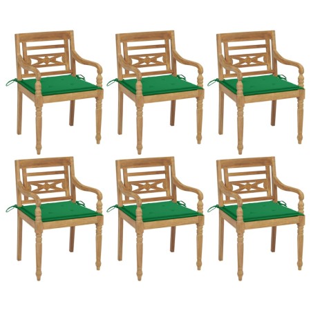 Sillas Batavia 6 unidades madera maciza de teca con cojines de , Sillas de jardín - Ref: Foro24-3073327, Precio: 742,03 €, De...