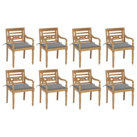 Sillas Batavia 8 unidades madera maciza de teca con cojines de , Sillas de jardín - Ref: Foro24-3073350, Precio: 1,00 €, Desc...