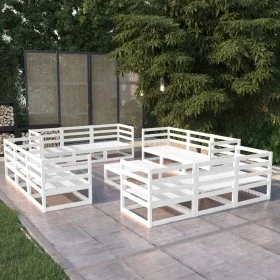 13-piece garden lounge set white solid pine wood by , Garden sets - Ref: Foro24-3075295, Price: 802,00 €, Discount: %
