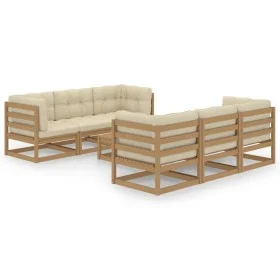Garden furniture 7 pieces with cushions made of solid pine wood by , Garden sets - Ref: Foro24-3076387, Price: 739,48 €, Disc...