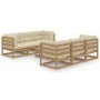 Garden furniture 7 pieces with cushions made of solid pine wood by , Garden sets - Ref: Foro24-3076387, Price: 739,48 €, Disc...
