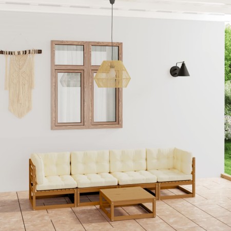 Juego de muebles de jardín 5 pzas y cojines madera pino maciza de , Conjuntos de jardín - Ref: Foro24-3076417, Precio: 507,16 €