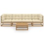 Juego de muebles de jardín 5 pzas y cojines madera pino maciza de , Conjuntos de jardín - Ref: Foro24-3076417, Precio: 507,16 €