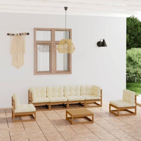 Juego de muebles de jardín 7 pzas y cojines madera pino maciza de , Conjuntos de jardín - Ref: Foro24-3076457, Precio: 696,51...