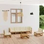 7-piece garden furniture set with solid pine wood cushions by , Garden sets - Ref: Foro24-3076457, Price: 696,51 €, Discount: %