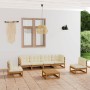 7-teiliges Gartenmöbel-Set mit Kissen aus massivem Kiefernholz von , Gartensets - Ref: Foro24-3076457, Preis: 696,51 €, Rabat...