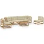 7-piece garden furniture set with solid pine wood cushions by , Garden sets - Ref: Foro24-3076457, Price: 696,51 €, Discount: %
