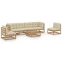 Juego de muebles de jardín 7 pzas y cojines madera pino maciza de , Conjuntos de jardín - Ref: Foro24-3076457, Precio: 696,51...