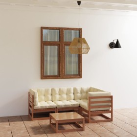 Juego de muebles de jardín 5 pzas y cojines madera pino maciza de , Conjuntos de jardín - Ref: Foro24-3076602, Precio: 455,30...