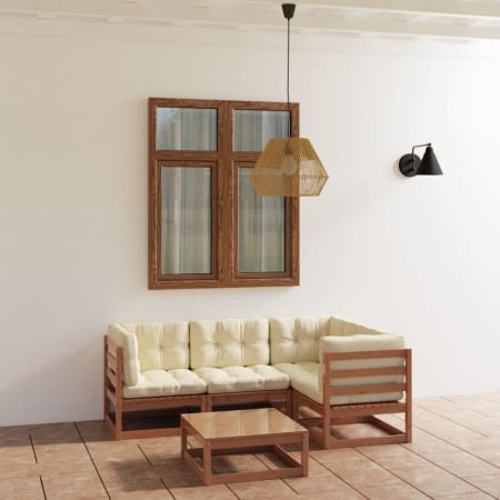 5-teiliges Gartenmöbel-Set mit Kissen aus massivem Kiefernholz von , Gartensets - Ref: Foro24-3076602, Preis: 455,30 €, Rabat...